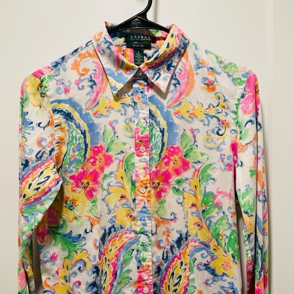 Ralph Lauren Floral Ladies Shirt SZ 8